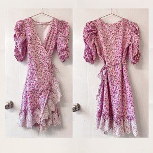 River Island Pink Flower Wrap Dress